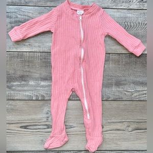 Little One Shop Pink White Ribbed Romper Zipper Sleeper Valentines Zip Up 3 - 6M